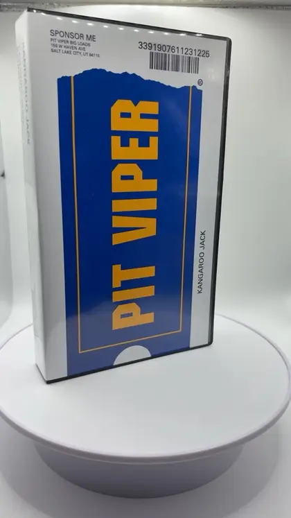 The VHS case revolving on a pedestal
